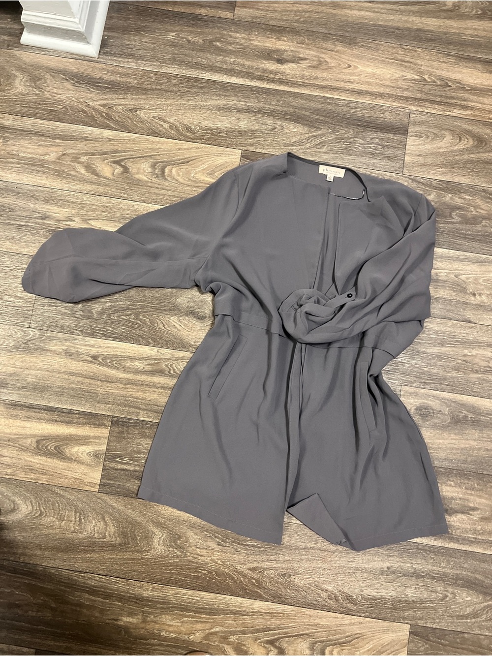 Philosophy Gray Long Sleeve Dress Romper